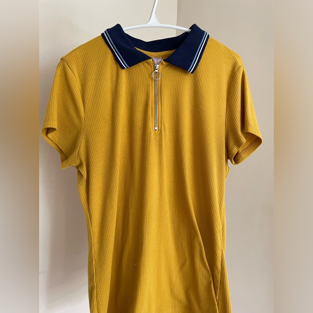 NOBO Mustard Shirt w/ Blue coller